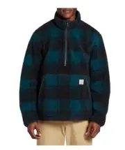 Carhartt Men’s Quarter Zip Sherpa Pullover Jacket Hunt Club Black Plaid 2XL