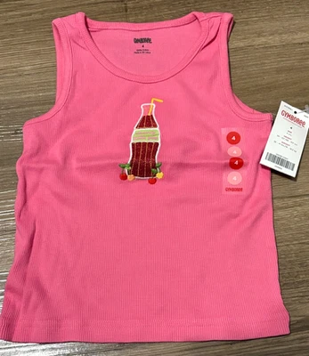 NEW Gymboree Girls CHERRY BABY Cherry Soda Pop PINK TANK TOP - TEE Shirt - SZ 4