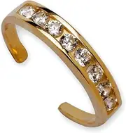 [JewelryWeb] 14k Yellow Gold CZ Simulated Diamond Adjustable Elegant Multistone Body Jewelry toe ring-toe ring for Women