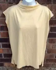 Eileen Fisher Top Cap Sleeve Tee Funnel Neck Boxy Yellow Butter size M new