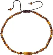 [Wizock] Spiritual Yellow Tiger Eye Stone Beaded Anklet Wealth Dainty Faceted Beads Ankle Bracelets for Women Protection Energy Beach Foot Jewelry, Medium, Stone, tiger eye