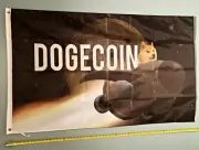 DOGECOIN FLAG *FREE SHIP USA SELLER! Crypto Dogecoin Spaceship Poster Sign 3x5'