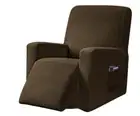 Subrtex Stretch 1-Piece Textured Grid Recliner Slipcover, Coffee Brown - New