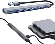 USB Port Expander | Multiple USB Port for PC | Plug and 7-Port USB Splitter USB Expander for PC, Flash Drive, Keyboard, and