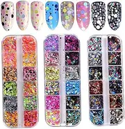 Healeved Create Your Own Nail Art 3 Boxes of Nail Sequins Glitter Paillette for Women