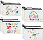 Saintrygo 20 Pieces Teacher Makeup Bags Christmas Gift Bulk Canvas Survival Kit Cosmetic Bag Zippered Pencil Case Appreciation Gifts Travel Toiletry Pouch for Christmas Teachers Day, Multicolor, Teacher Makeup Bags