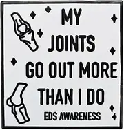 [Ficsowy] My Joints Go Out More Than I Do Awareness EDS Enamel Lapel Pin for Clothing, Bags, Hats, Medium, Zinc, no gemstone