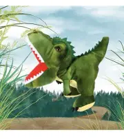 Plush Dinosaur Hand Puppet with Movable Mouth T-Rex Stuffed Animal Puppet for Im