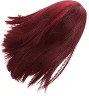 PAMINGONO Wine Red Short Bob Wig with Bangs Straight Synthetic Hairpiece for Women for Cosplay and Daily Parties Breathable Hair Cap for Comfort