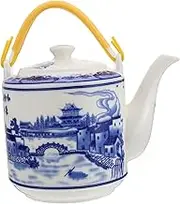 KICHOUSE 1Pc Ceramic Kung Fu Teapot with Unique Handle Design Capacity Elegant Filter Teapot for Home Use Tea Lovers Comfortable and Practical