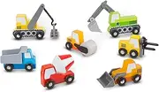 Melissa & Doug Wooden Construction Site Vehicles with Wooden Storage Tray (8 pcs)