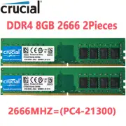 Crucial DDR4 16GB 2X8GB 2666 Mhz PC4-21300 288pins Desktop Memory Dimm Ram