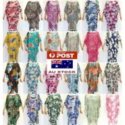 Women's Cotton Summer Boho Kaftan Caftan Loose Dress Beach Wear Free Size