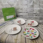Kate Spade NY Festive Fox 6" Melamine Christmas Tidbit Plates Set 4 NIP