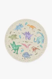 185' Round | Machine Washable Runner Rug | Kid & Pet Friendly | Indoor Rug | Dinosaur Parade Multicolour Rug | Ruggable