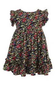 Popatu Kids' Floral Dress in Black/red Multi at Nordstrom, Size 4