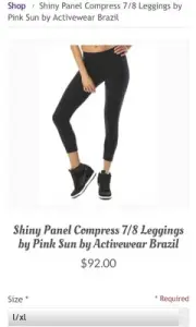 NWT Pink Sun Activewear Brazil Compress Capris Fitness Pants, L/XL