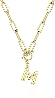 [Eben-Ezer] Toggle Clasp Capital A-Z Initial Necklace for Women Hiphop Gold Alphabet Pendant Necklaces Thick Chain OT Buckle Necklace