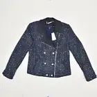 NEW White House Black Market Full Zip Blazer Polyester Size 4 Lurex Sequin Tweed