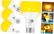 Dusk to Dawn Bug Light Bulbs Outdoor, 1900K Amber Yellow, 600 Lumen, LED 9.5W,