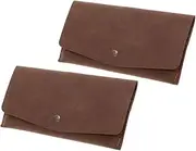 [DEARMAMY] 2pcs Retro Leather Wallet Commercial Waste Paper Baskets Multi -use Tray Beverage Switch Bookmark Stickers Student Stickers Handle Adapter Bank Card Wallet Apparel Pu Leather Brown