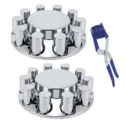 ABS Chrome Plastic Front Axle Cover Kits with 33mm Thread-on Flange Nut Cover...