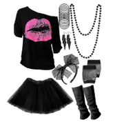 80s 90s Outfit Women Fancy Dress Costumes,theme Party,clothing Neon Accessories,100% New-hao Black XL
