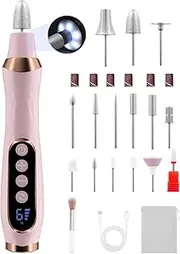 Electric Nail File, Low Noise Cordless Nail Drill, Long-Lasting Nail File with 360° LED Light & 6 Speeds, Toenail Grinder for Thick Nail Toenail Cuticle Women Men Baby Pets