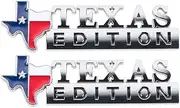 2pc Texas Flag Edition Emblems - Fender Tailgate Door Badge Stick On Universal - Texas Edition Car Sticker (Chrome)