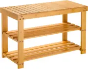 3 Tier Bamboo Shoe Rack Bench - Sturdy Organizer Holds up to 300Lbs for Entryway