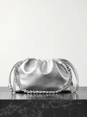 [LOEWE] LOEWE - Flamenco Metallic Leather Clutch - Silver - One size One size Silver