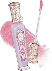 Flower Knows Violet Strawberry Rococo Glowy Lip Gloss,Moisturizing Shine Lip Oil,Hydrating Glitter Lip Plumper Makeup for Girls&Women,Vegan & Cruelty-Free,0.12 Fl Oz,1 Count (G03 Berry Bomb)