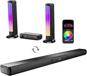 ULTIMEA 5.0ch Sound Bar for Smart TV, PC Soundbar with RGB Light, Detachable Soundbar for TV with App Control, 120W Peak Power, Bluetooth 5.3 TV Sound Bar, HDMI-ARC/Opt/AUX, Wall Mount, Apollo S70