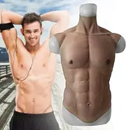 Silicone Fake Chest Muscle Vest, Artificial Simulation Muscles for Men Cosplay Halloween Parties Masquerade Costume,Natural
