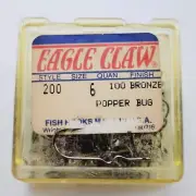 Eagle Claw Popper Bug Fly Hooks Bronze 200-BR-6-100