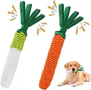 LIFLIX 2PCS Dog Rope Toy, Tug of War Dog Toy, Cute Carrot Dog Toy with Crinkle Paper Tags, Radish and Carrot Shape