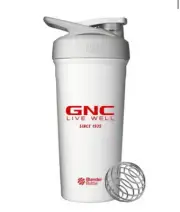 GNC Blender Bottle Strada 24 oz. Insulated Stainless Steel Shaker - White