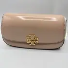 Tory Burch Britten Patent Convertible Crossbody Bag Devon Sand NEW