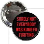 [Generic] Surely Not Everybody Was Kung Fu Fighting Funny Button Pinback, 2.25 inches, Standard, Metal, no gemstone