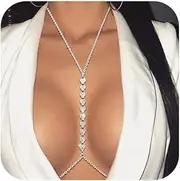 [TELAIN] Gold Body Chain with Elegant Design, Rhinestones and Stars, Versatile for Casual and Formal Wear, Belly Chain and Waist Chain Accessory for Any Occasion
