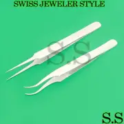 2 ASSORTED SWISS JEWELER STYLE WATCH REPAIR TOOLS FORCEPS #5 #7 TWEEZERS