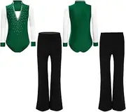 [iEFiEL] Skating Outfit for Boys Gymnastic Bodysuit and Pants Set Latin Jazz Dance Costume Tank Ballet Unitards