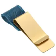 Metal Clip Carved Leather Notebook Pen Holder Loop Sleeve for Notebooks, Blue