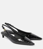 [Dolce & Gabbana] Dolce & Gabbana Croc-effect patent leather slingback pumps AU 4 black