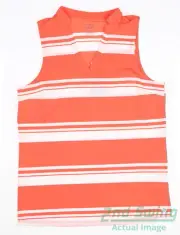 New Womens Puma Cloudspun Stripe Sleeveless Polo Small S Hot Coral MSRP $55
