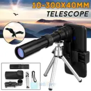 HD Monocular 4K 10-300X40mm Super Telephoto Zoom Telescope with Tripod & Clip