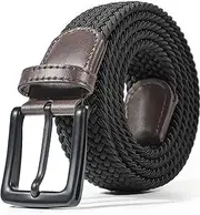 [LXMY] Belts for Men,Work belts for men,Mens Adjustable Black Elasticated Stretch Woven Fabric Belts,Casual Jeans Business Work Travel Belt