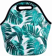 Insulated Neoprene Lunch Bag for Women, Men and Kids - Reusable Soft Lunch Tote for Work and School(Tropical Leaves)