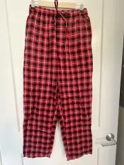 Lands End Pajamas Mens XS Small 26-28 Red Green Plaid Flannel Lounge Pant PJs