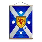 Australian-Scottish Scotland & Aussie Heritage Vintage Flag Canvas Wooden Hanger